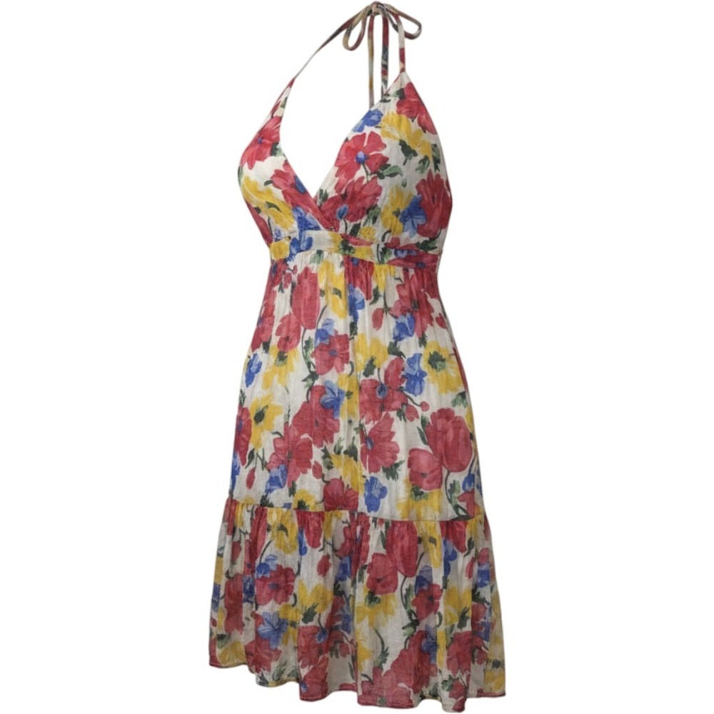 Inmod Los Angeles Dress Womens M NWT Floral Halter Backless Tiered Mini Sundress